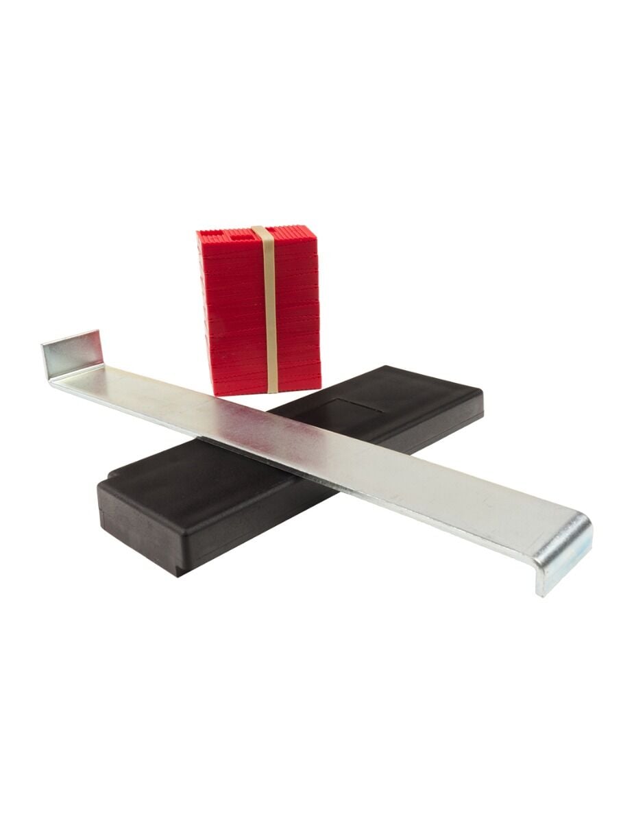 Laminate & LVT floor installation kit with tapping block pull bar and wedges
